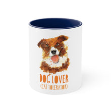 Load image into Gallery viewer, Dog lover, cat tolerator - Accent Coffee Mug, 11oz