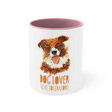Load image into Gallery viewer, Dog lover, cat tolerator - Accent Coffee Mug, 11oz