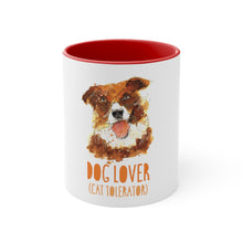 Load image into Gallery viewer, Dog lover, cat tolerator - Accent Coffee Mug, 11oz