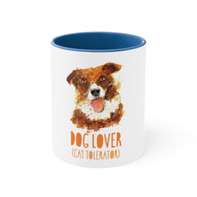 Load image into Gallery viewer, Dog lover, cat tolerator - Accent Coffee Mug, 11oz